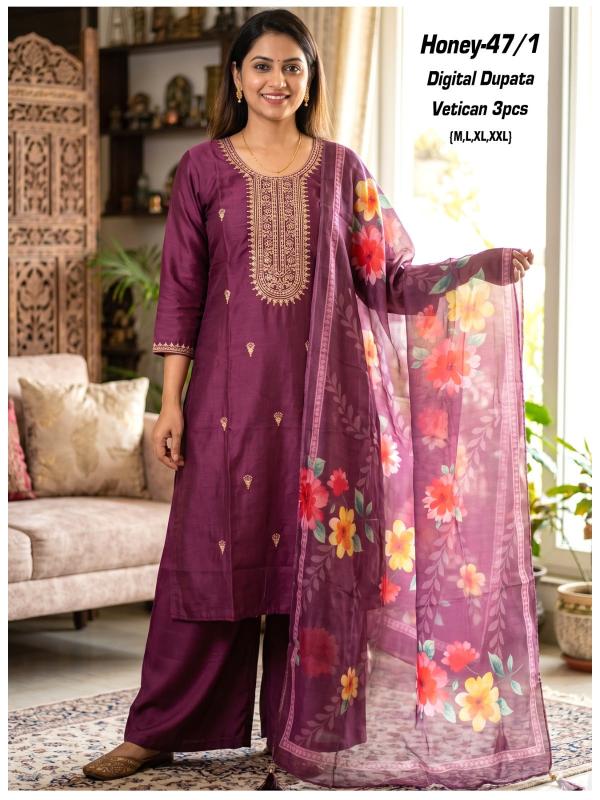 Desi kudi vatican silk 3pcs kurtis wholesale